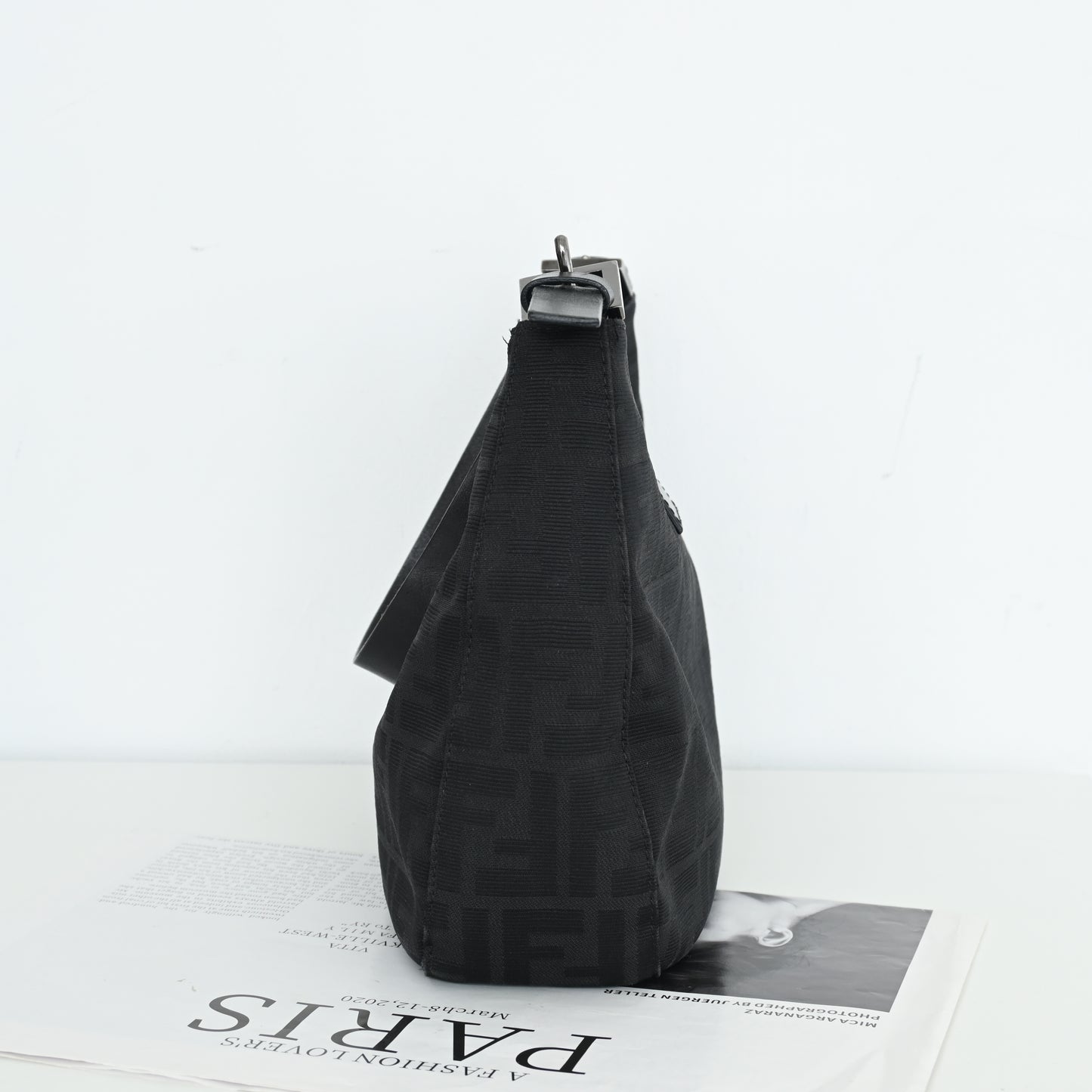 Fendi Zucca Black Canvas Shoulder Bag