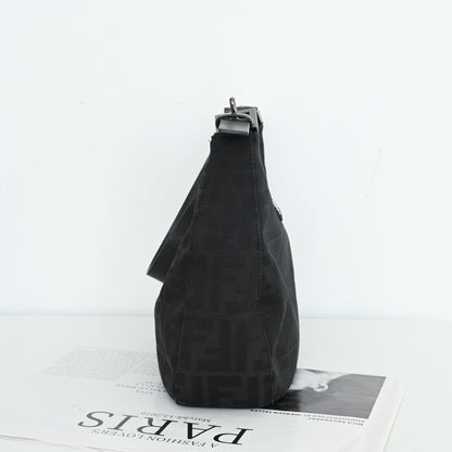 Fendi Zucca Black Canvas Shoulder Bag