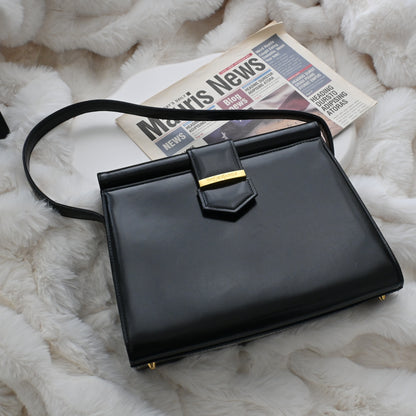 Vintage YSL Black Calf Leather Shoulder Bag