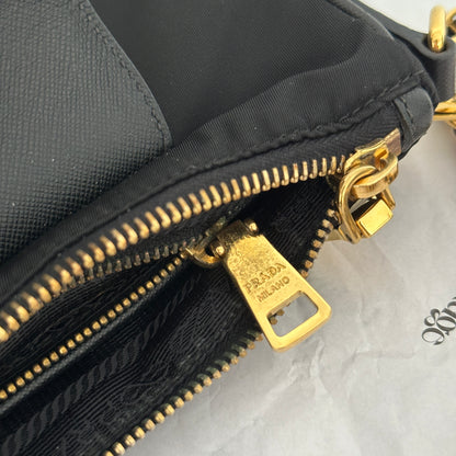 Prada Tessuto Saffiano Nylon Leather Black Chain