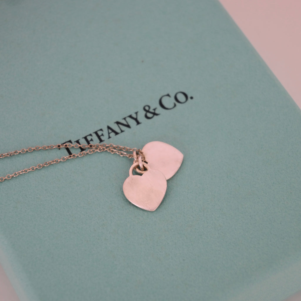 Tiffany Return To Tiffany Double Heart Tag Necklace Red