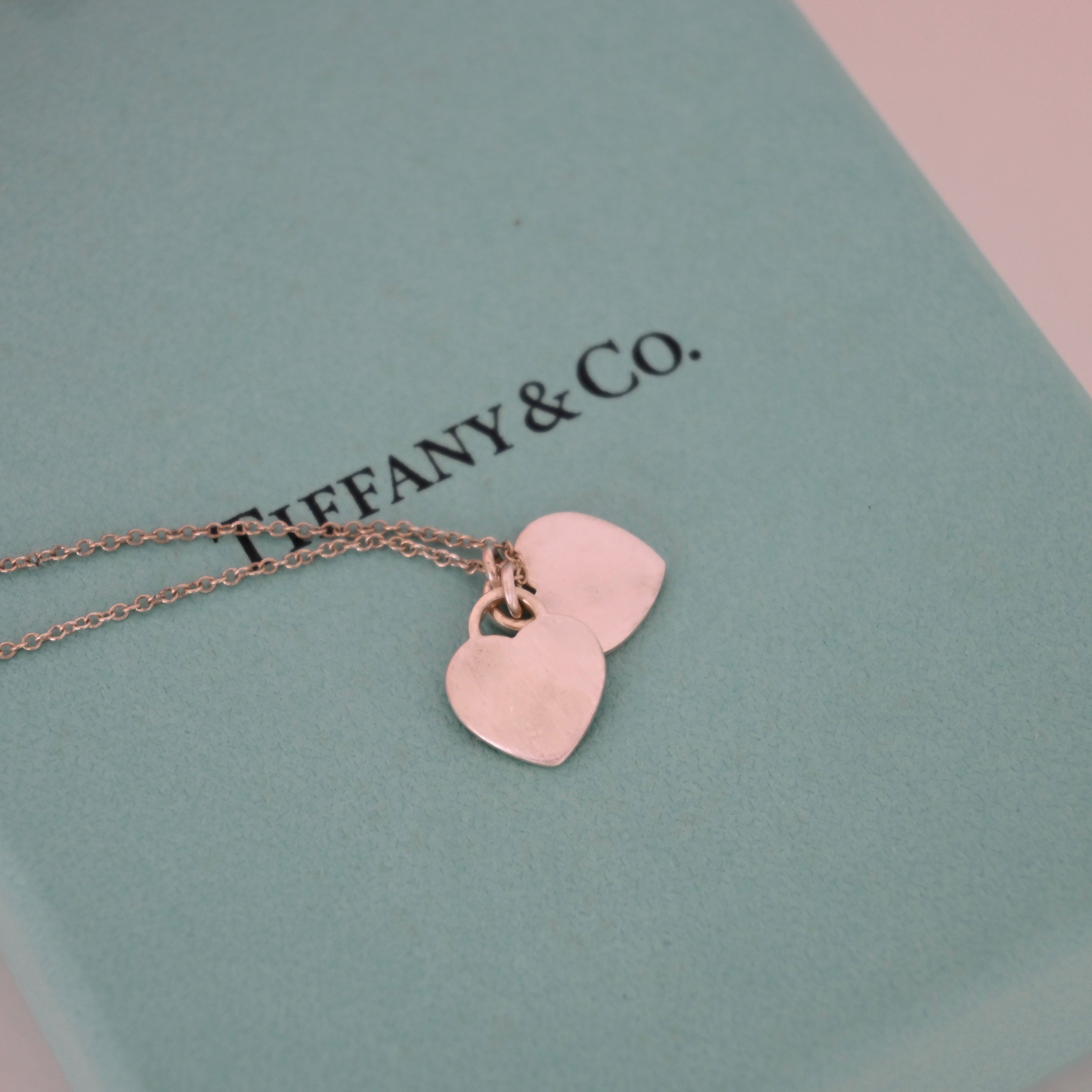 Tiffany Return To Tiffany Double Heart Tag Necklace Red