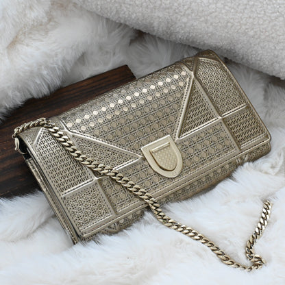 Christian Dior Diorama Metallic Patent Wallet On Chain