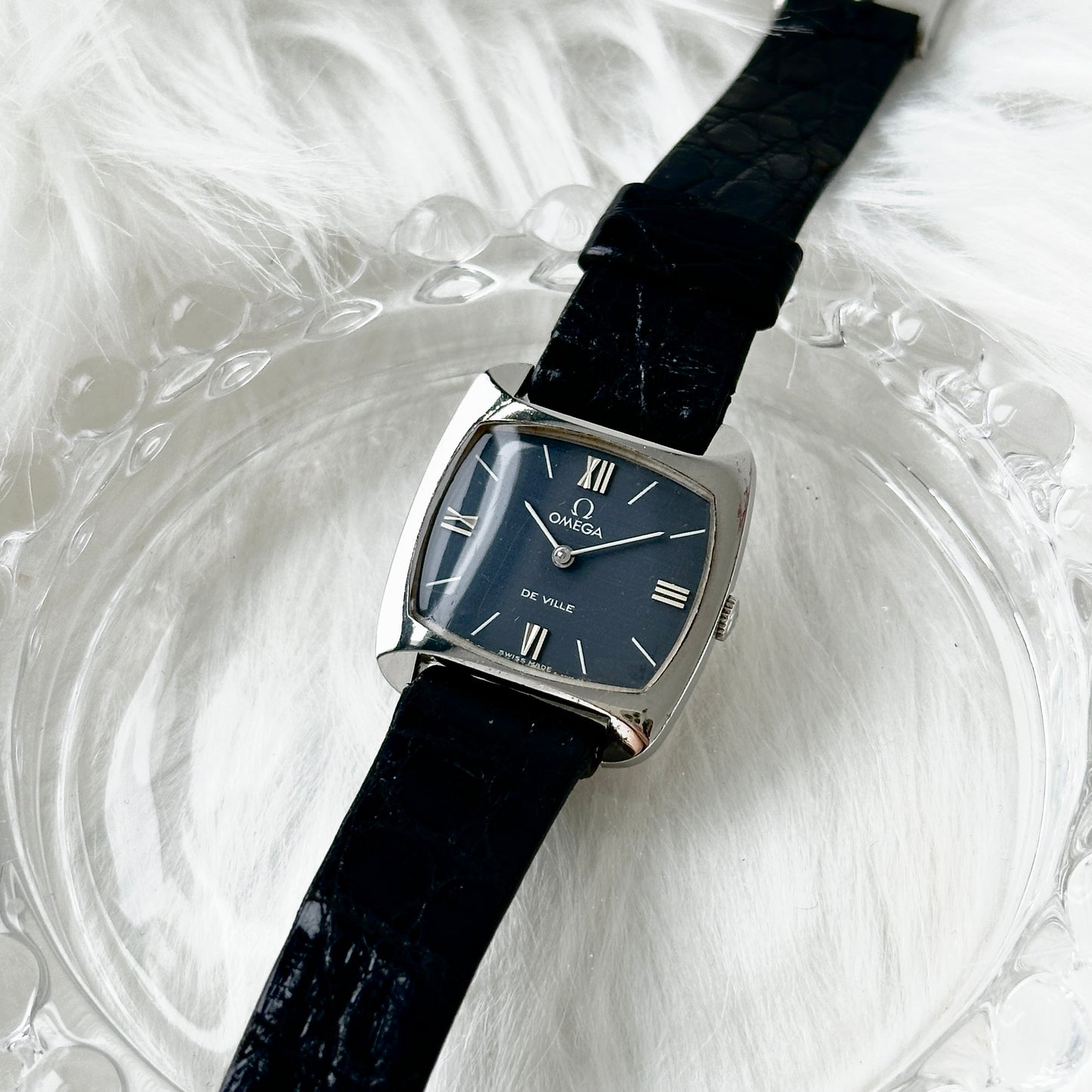 Omega Navy Dial with Silver Case