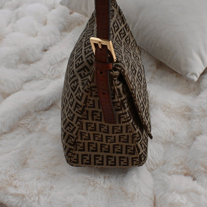 Fendi Zucchino Mamma Baguette Shoulder Bag