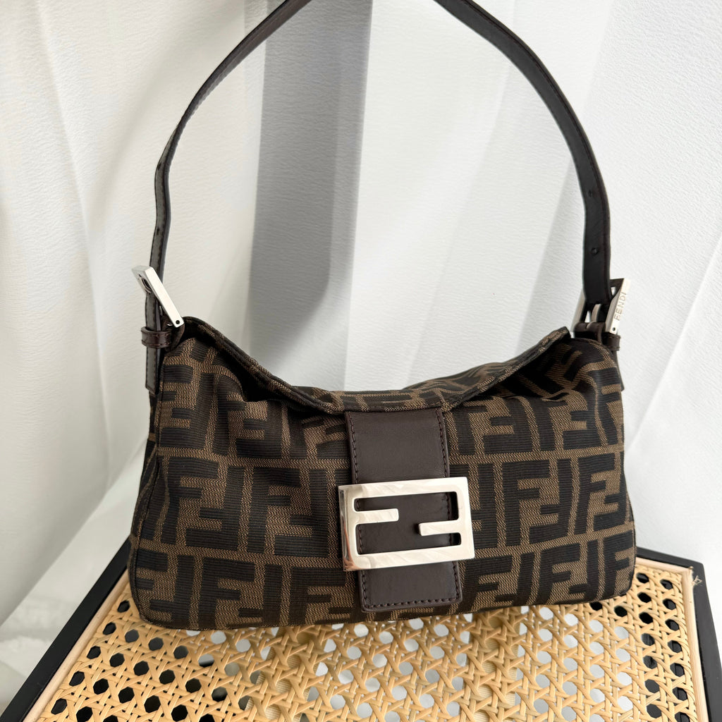 Fendi Zucca Canvas Baguette Shoulder Bag - Leluxe Vintage Sdn. Bhd.