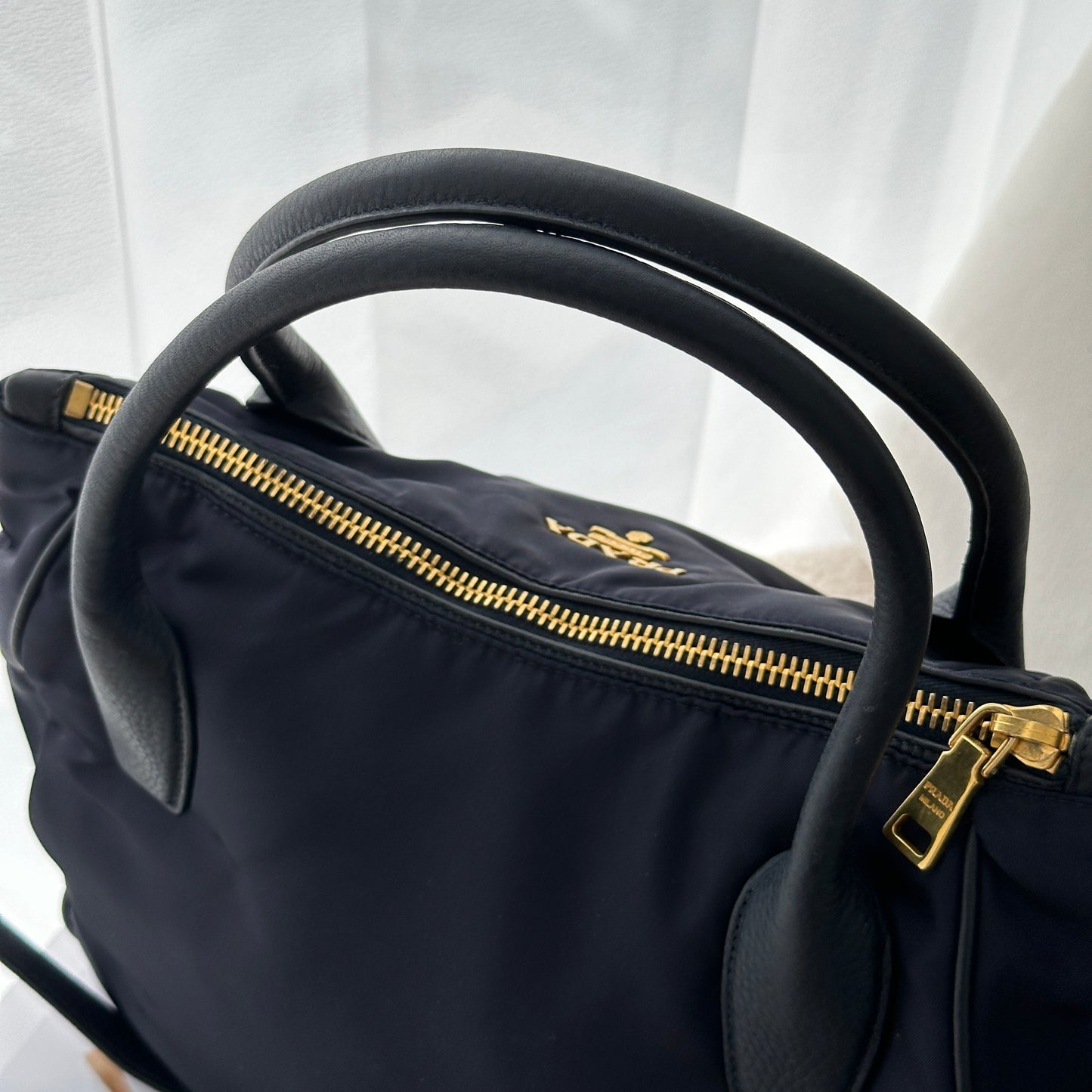 Prada Tessuto Vitello Daino Tote