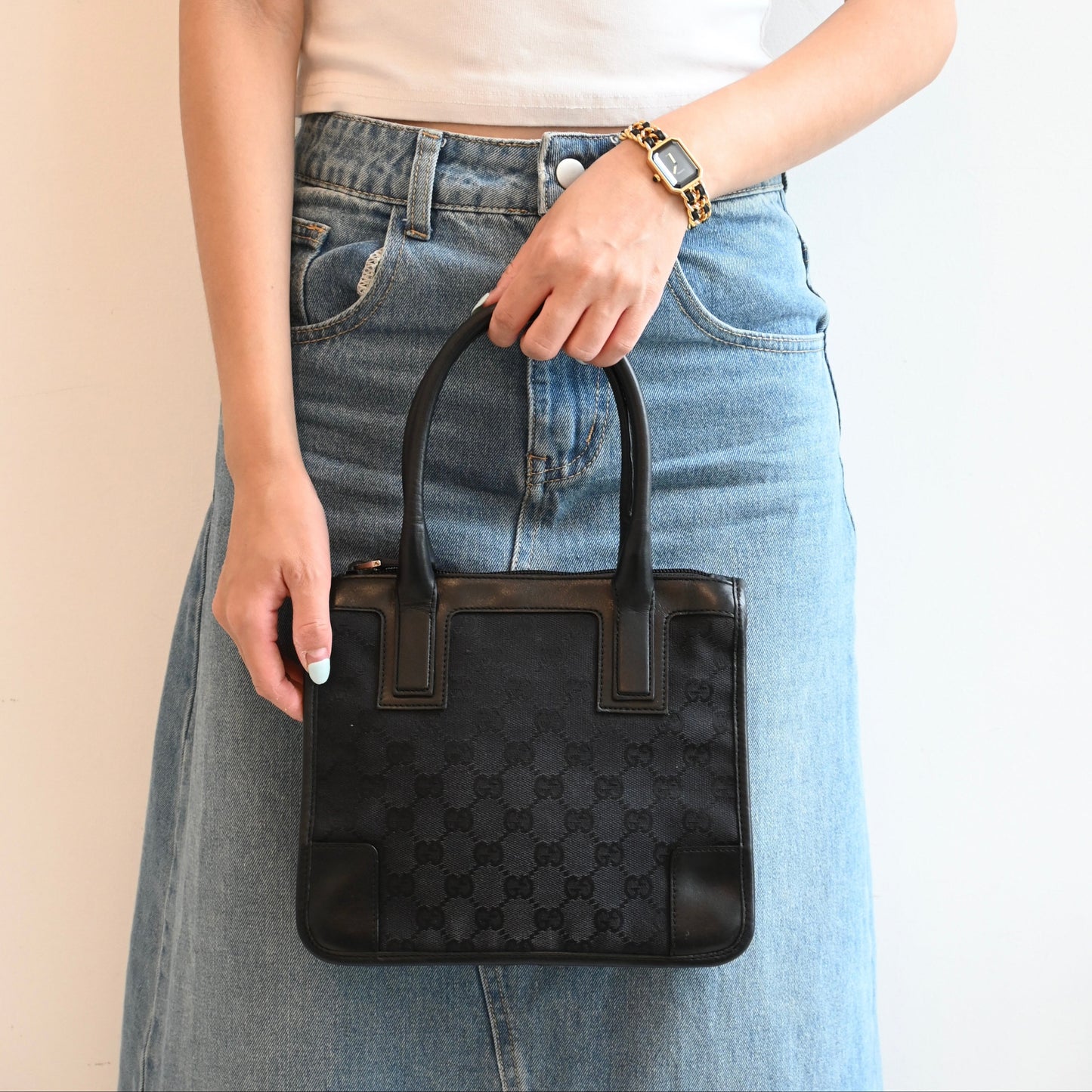 Gucci GG Black Canvas Mini Tote