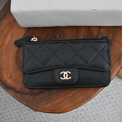 Chanel Caviar Classic Flap Zipped Cardholder