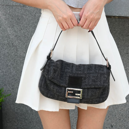 Fendi Zucca Baguette Wool Gray