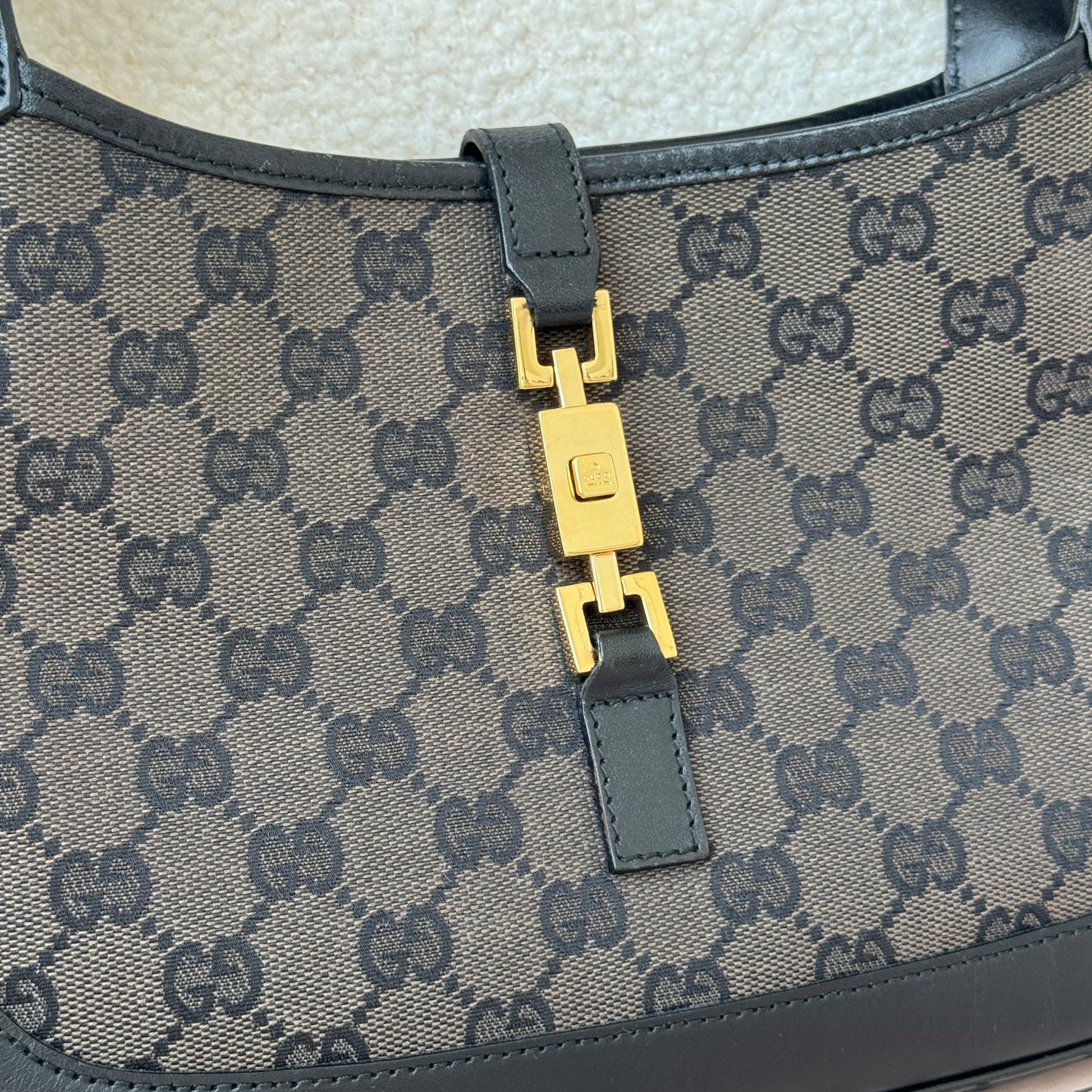 Old Gucci Small Jackie Hobo in Black Monogram