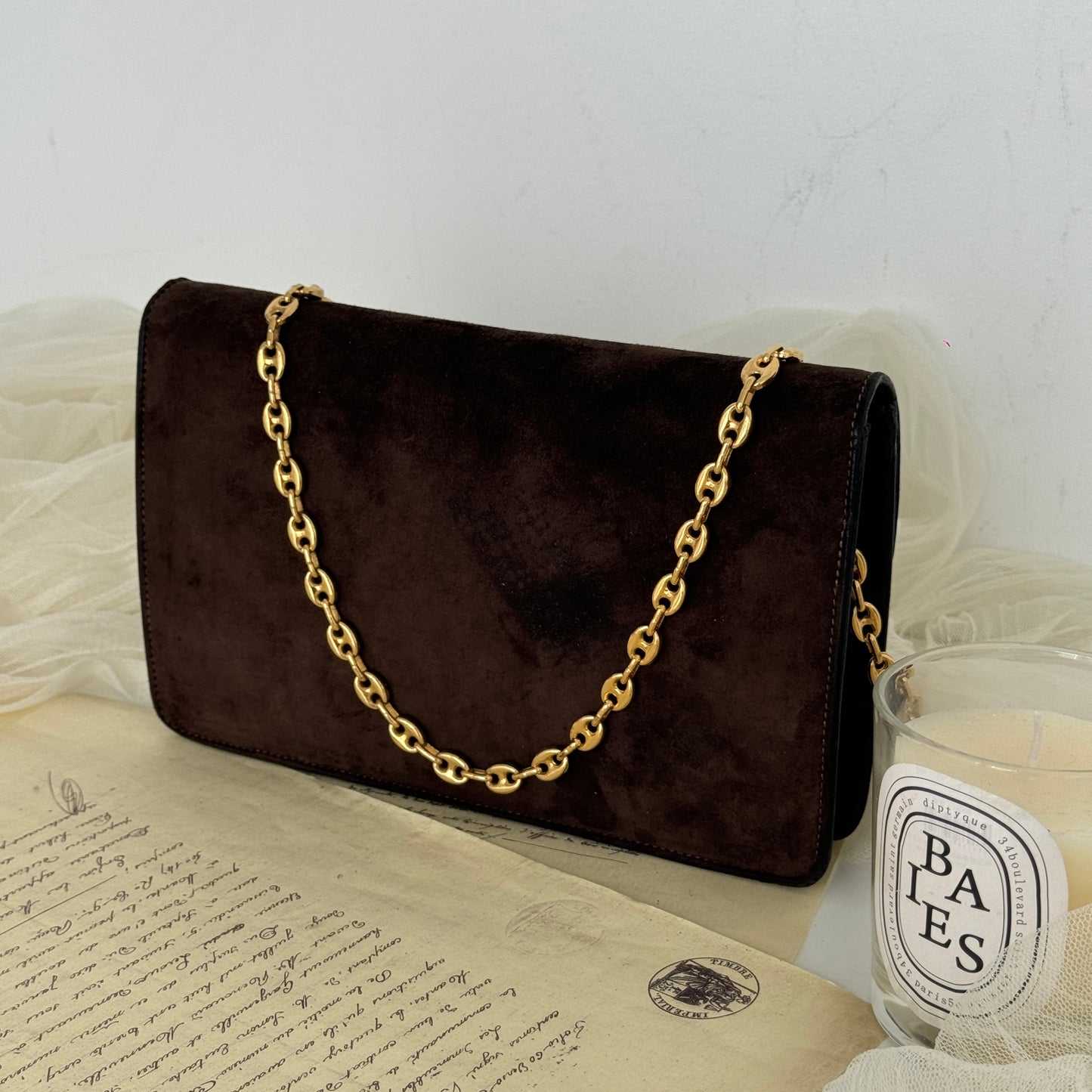 Celine Triomphe Suede Chain Bag