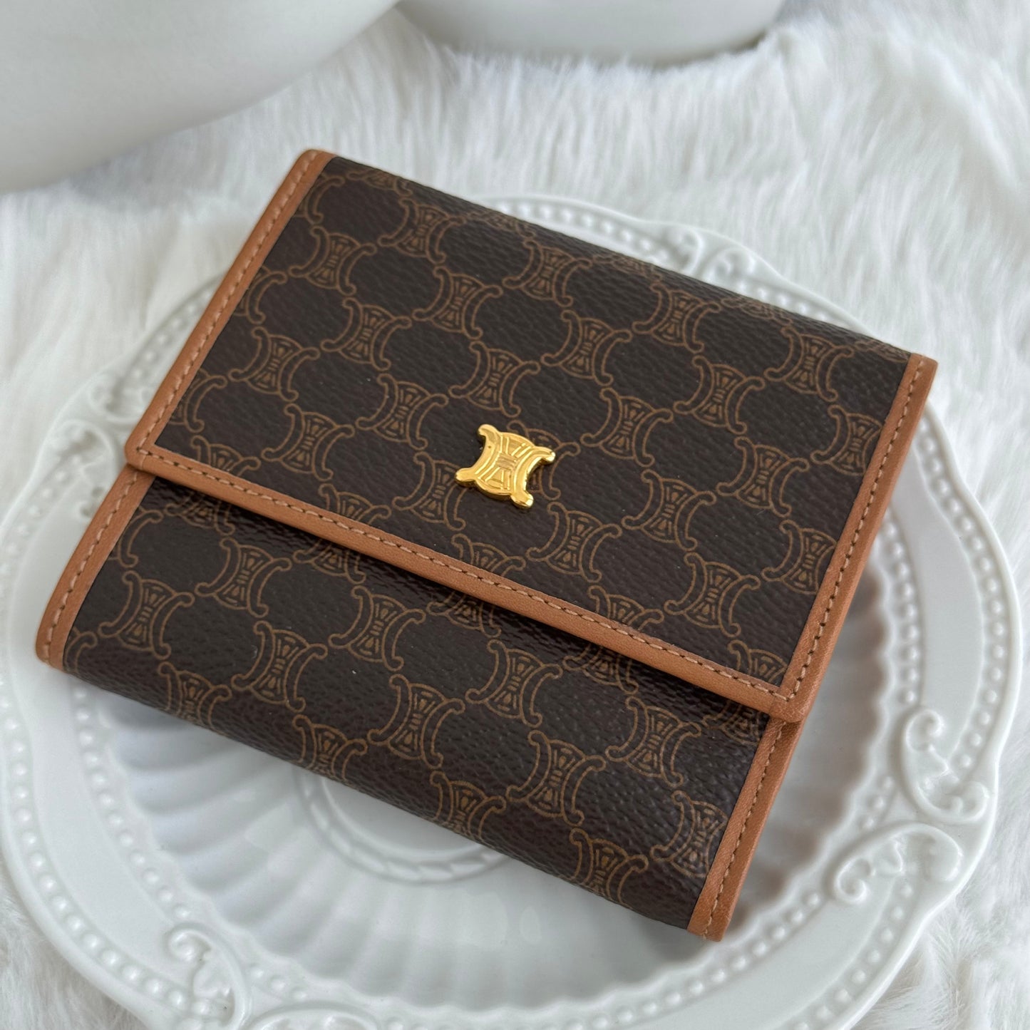 Celine Macadame Monogram Trifold Wallet