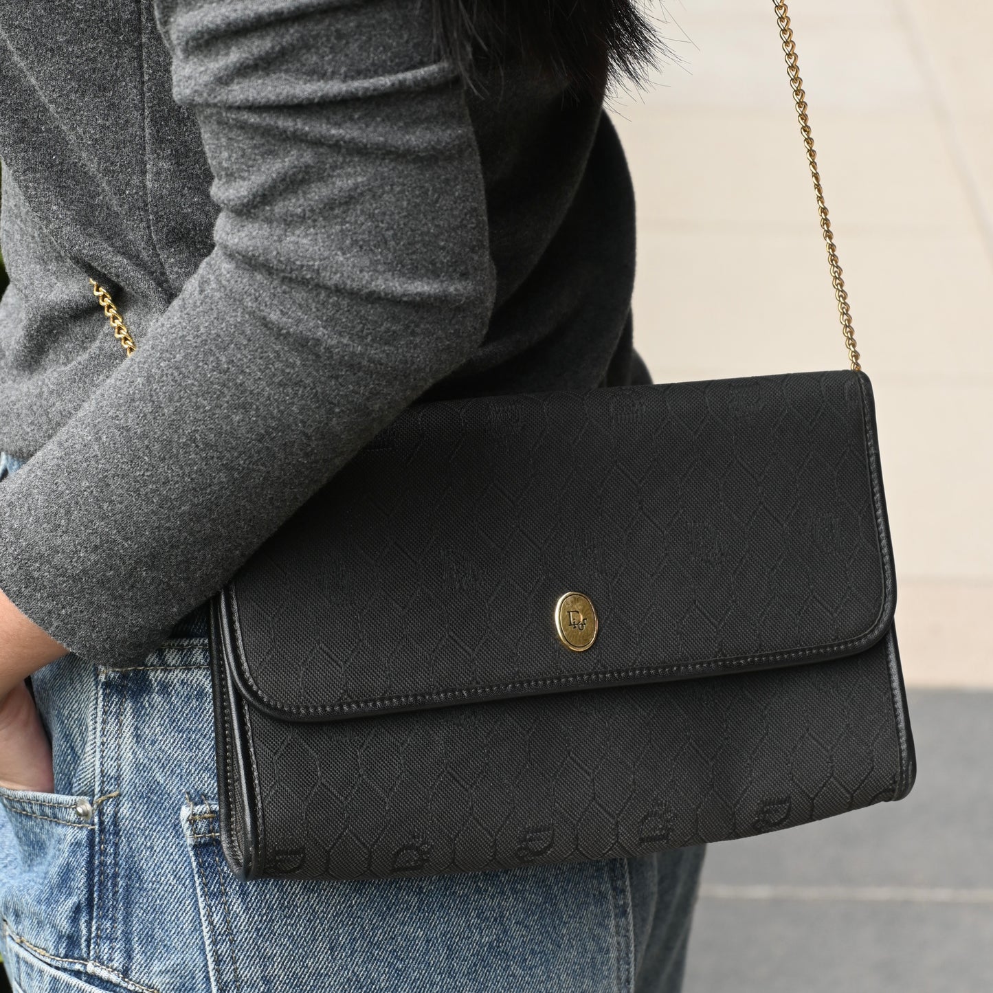 Dior Honeycomb Envelope Chain Crossbody Bag