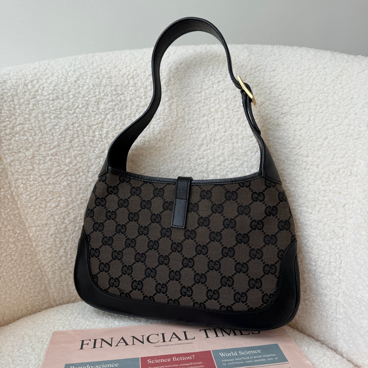 Old Gucci Small Jackie Hobo in Black Monogram