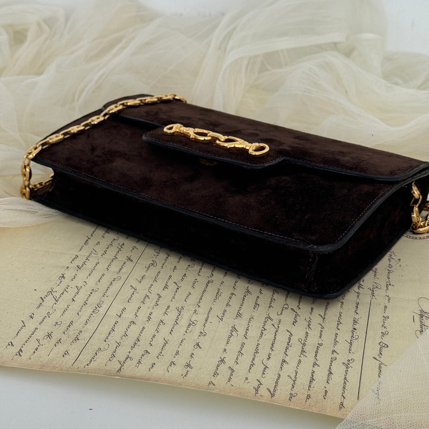 Celine Triomphe Suede Chain Bag