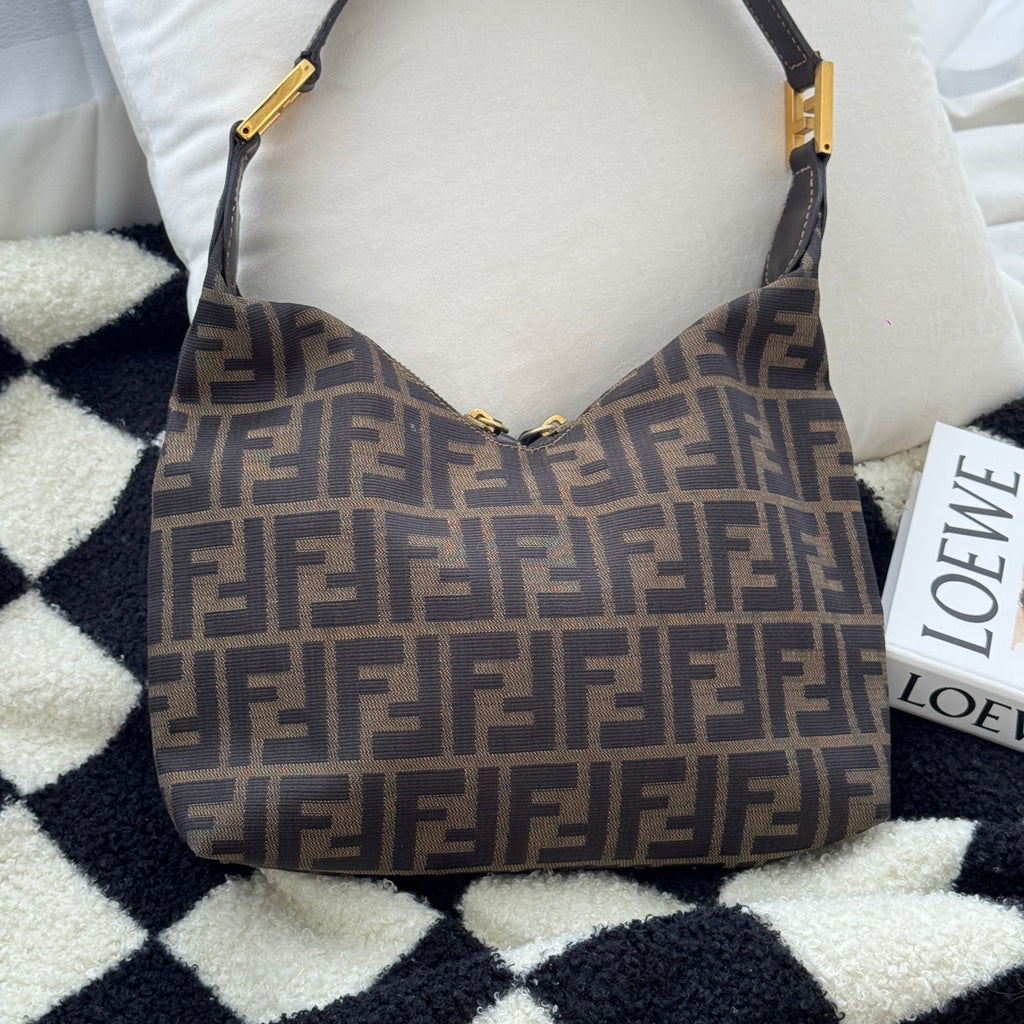 Fendi Zucca Monogram Double Zipper Hobo - Leluxe Vintage Sdn. Bhd.