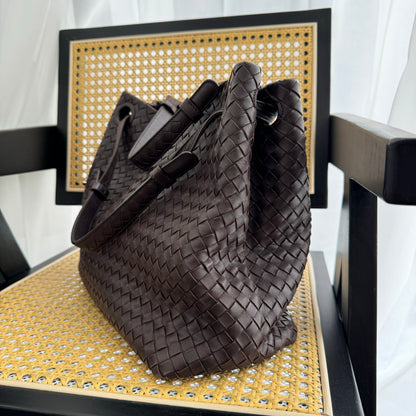 Bottega Veneta Intrecciato Shoulder Bag Dark Brown