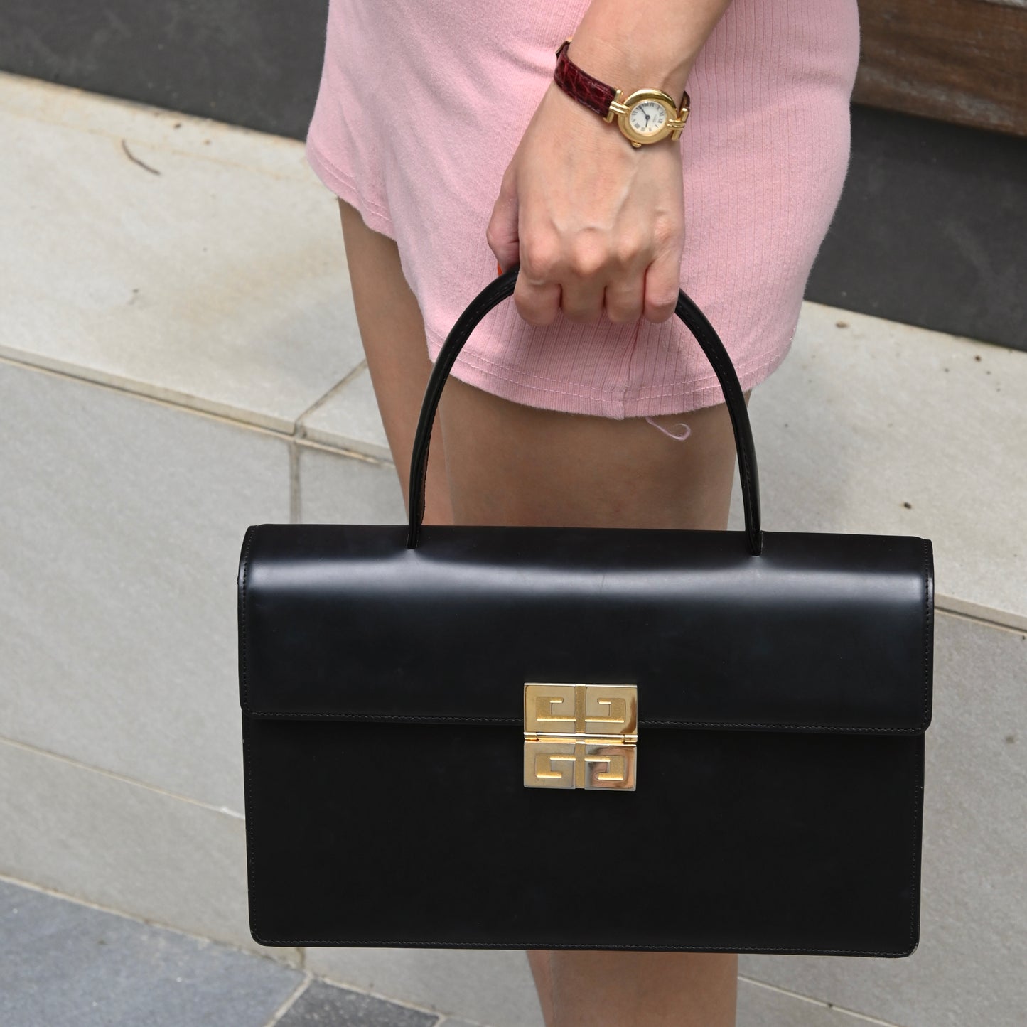 Givenchy 4G Buckle Matte Black Top Handle Kelly