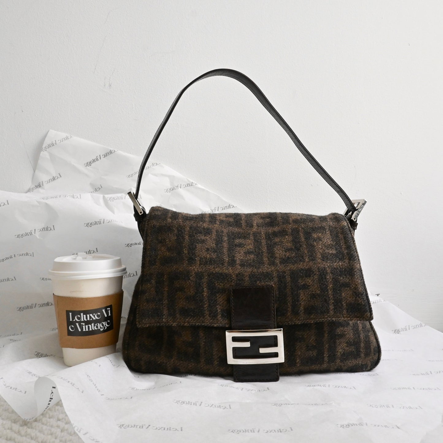 Fendi Zucca Mamma Baguette Cashmere