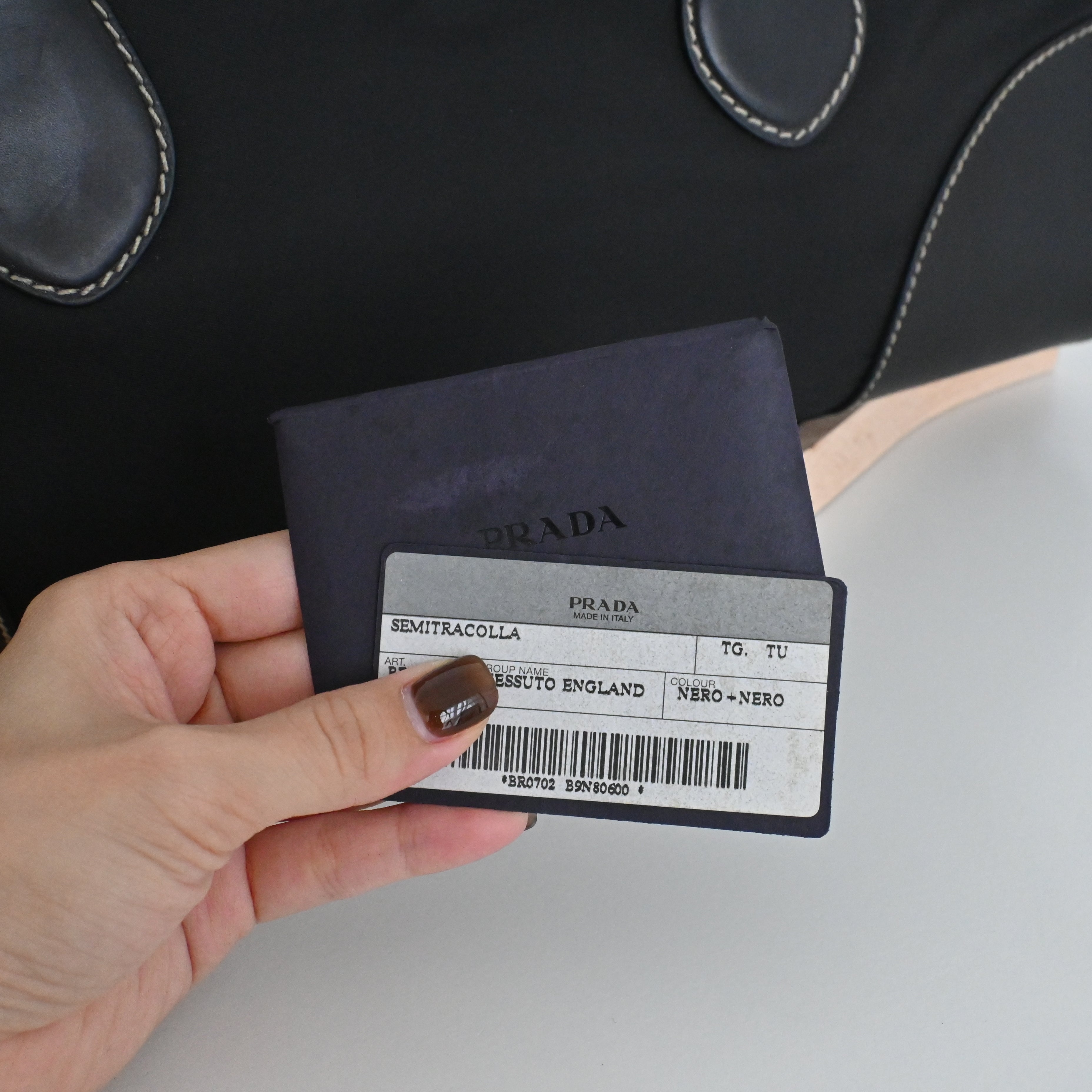 Prada Black Nylon Contrast Stitching Shoulder Bag