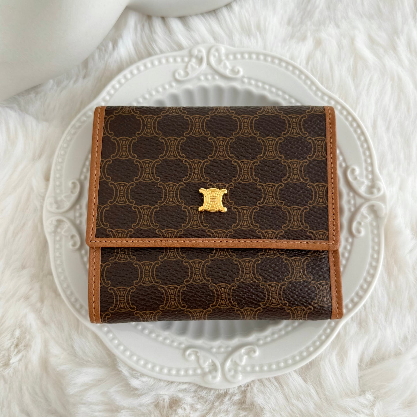 Celine Macadame Monogram Trifold Wallet