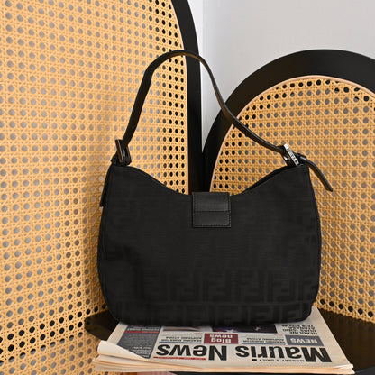 Fendi Zucca Black Canvas Shoulder Bag