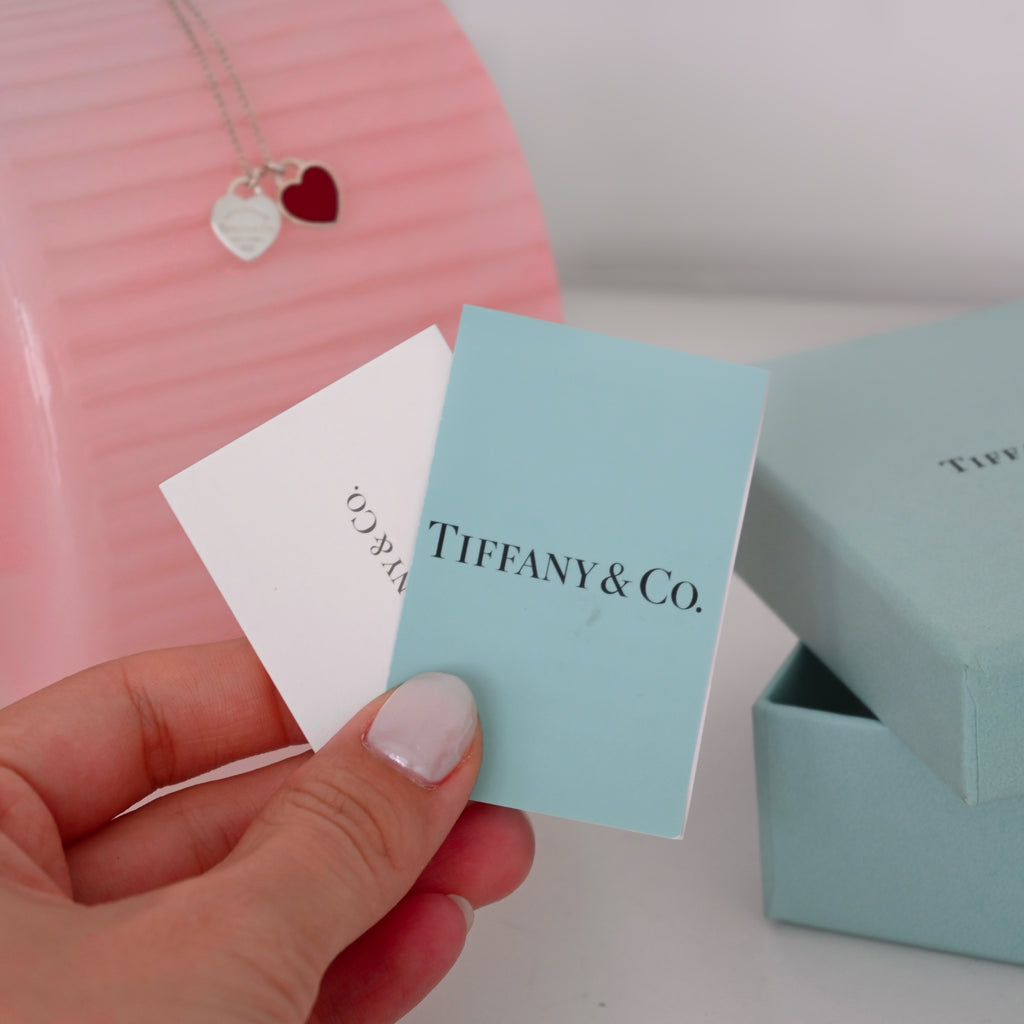 Tiffany Return To Tiffany Double Heart Tag Necklace Red