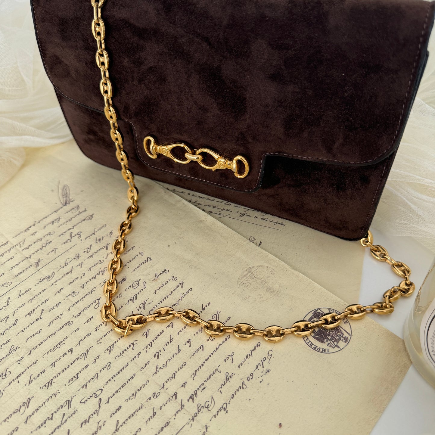 Celine Triomphe Suede Chain Bag