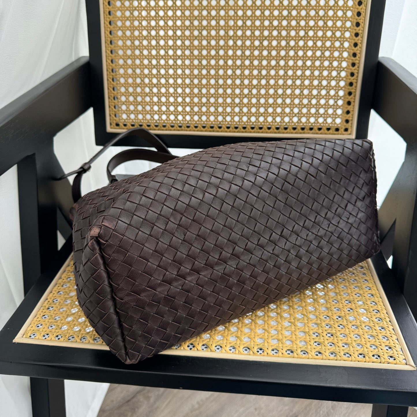 Bottega Veneta Intrecciato Shoulder Bag Dark Brown