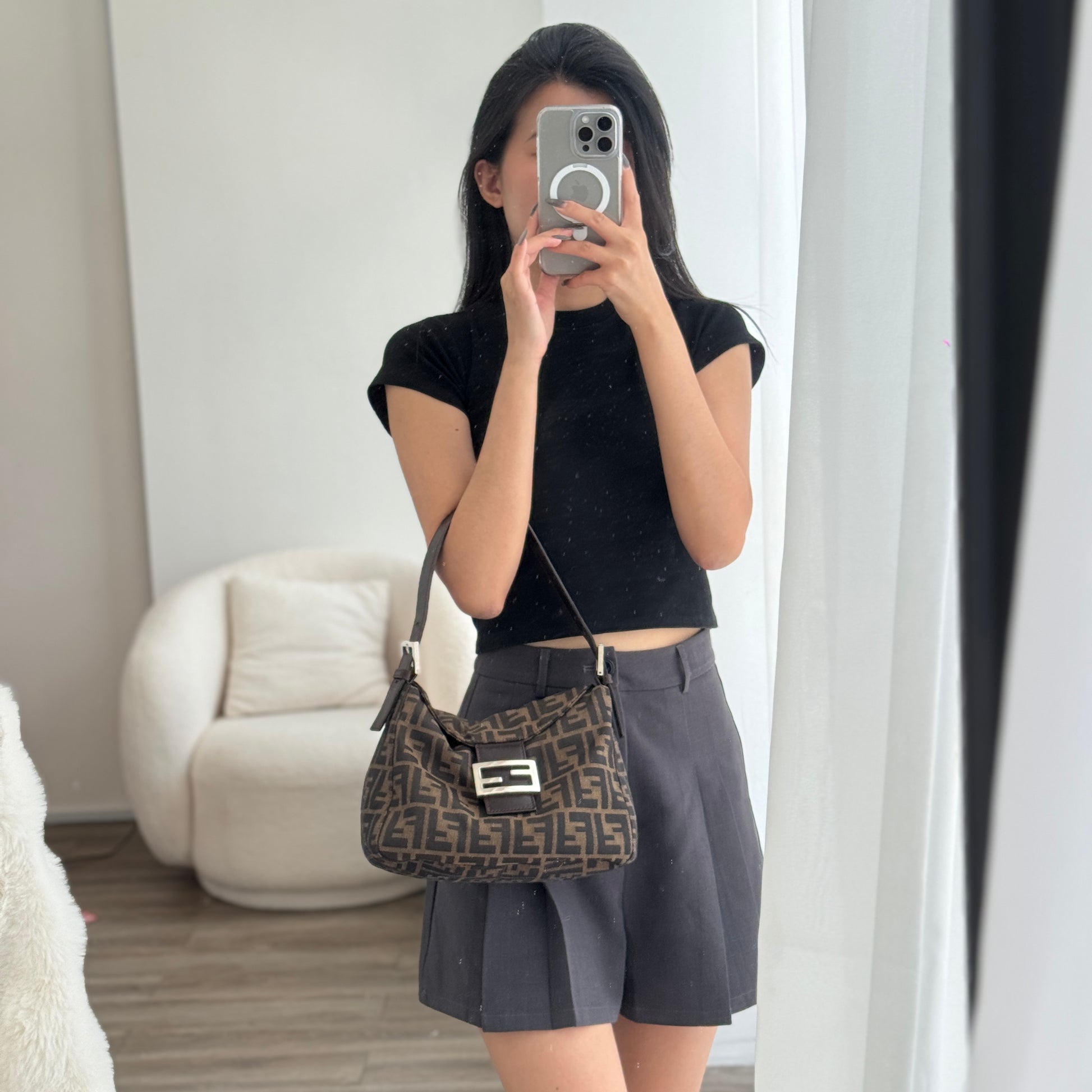 Fendi Zucca Shoulder Bag Double Flap – Leluxe Vintage