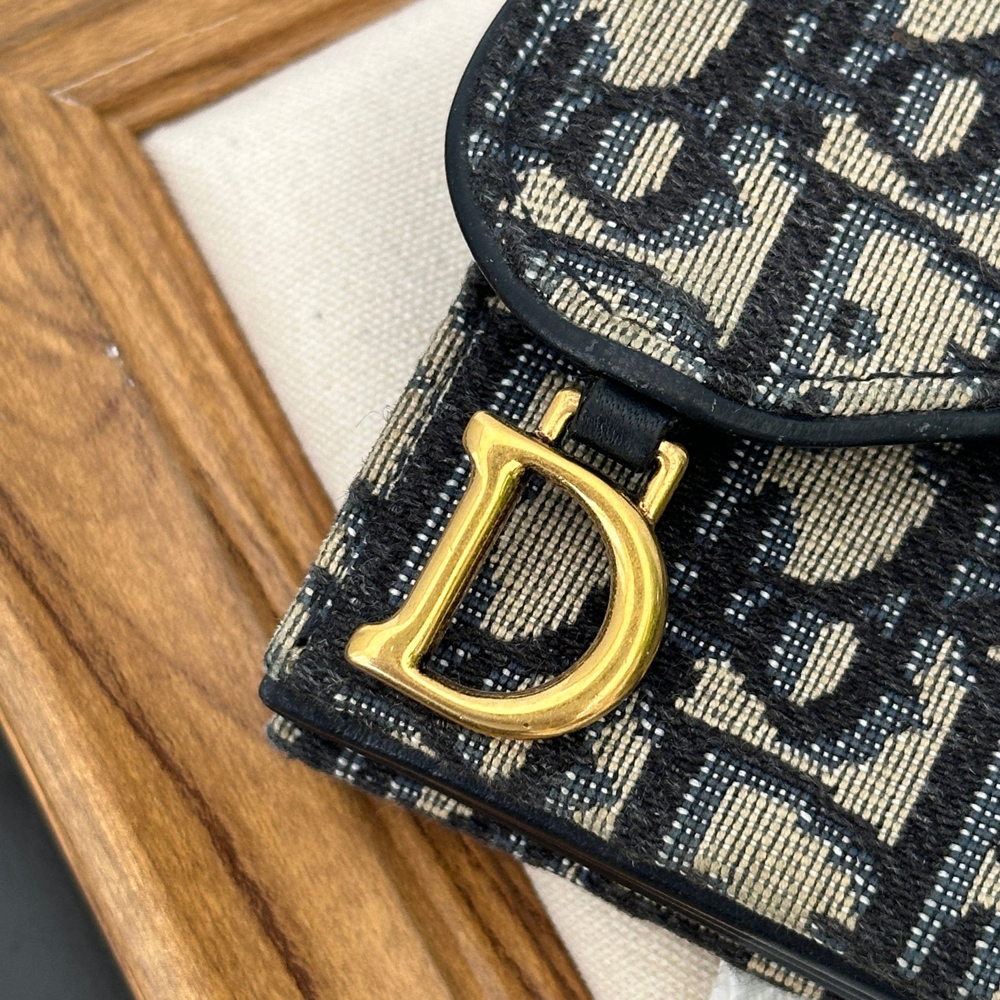 Dior Blue Oblique Canvas Saddle Card Holder - Leluxe Vintage Sdn. Bhd.
