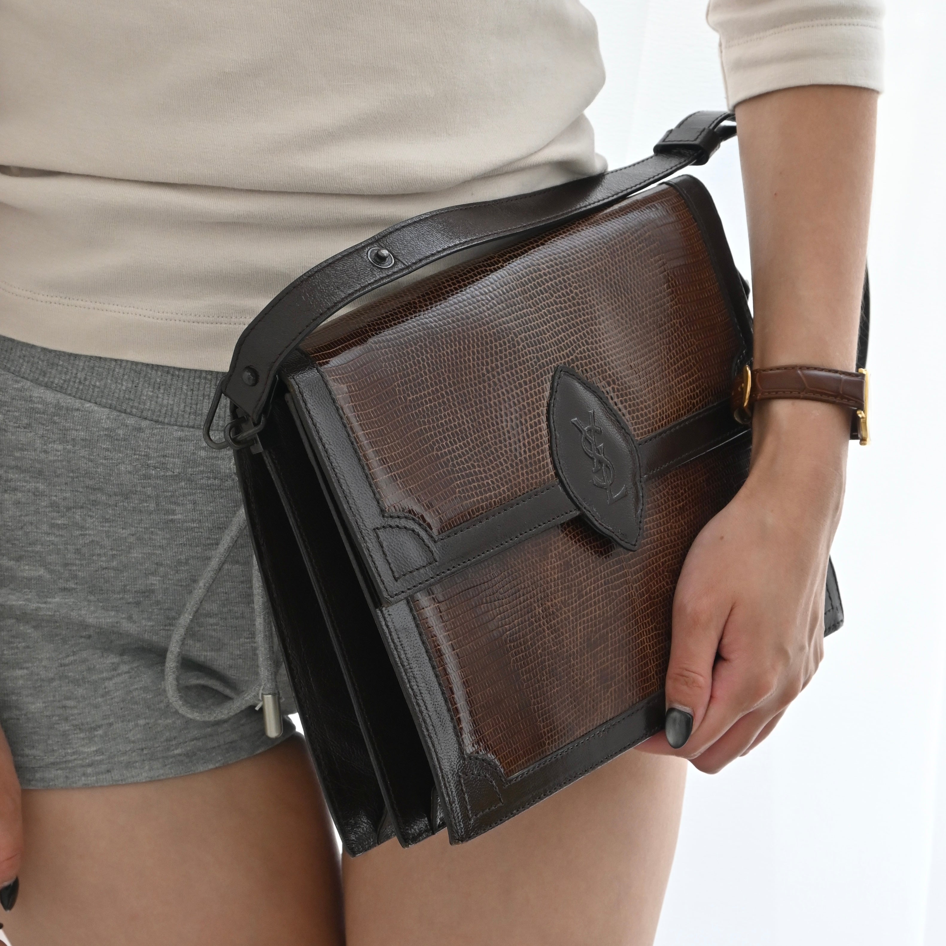 Yves Saint Laurent Lizard Leather Shoulder Bag – Leluxe Vintage