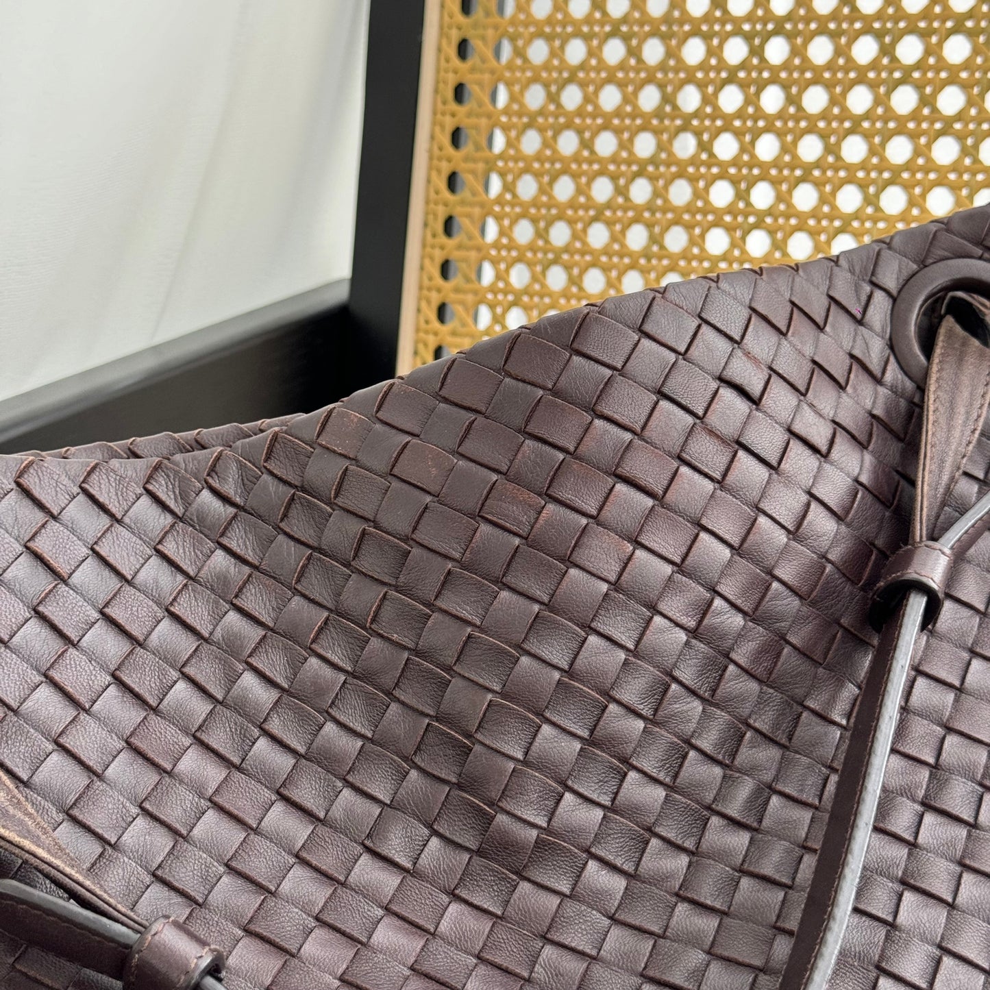 Bottega Veneta Intrecciato Shoulder Bag Dark Brown