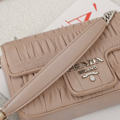 Prada Dusty Pink Gaufre Chain Flap Bag