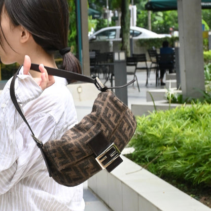 Fendi Zucca Baguette Wool Brown Monogram