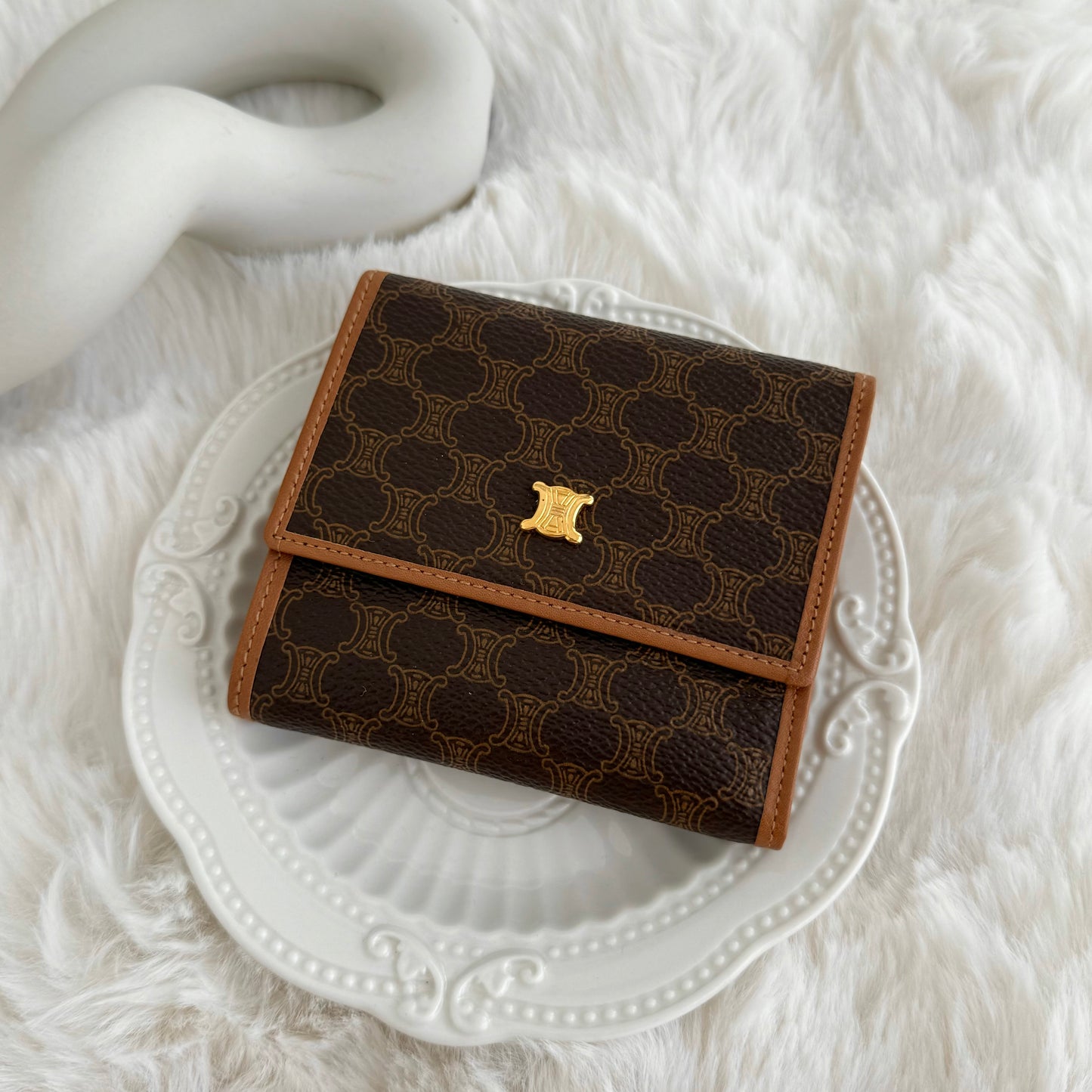 Celine Macadame Monogram Trifold Wallet