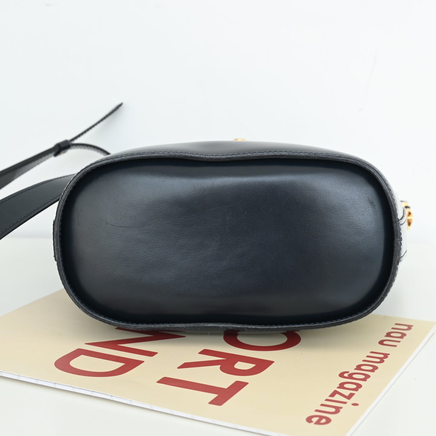 Celine Vintage Navy Gancini Bucket Bag