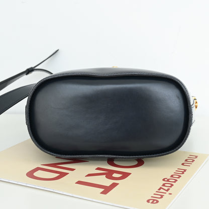 Celine Vintage Navy Gancini Bucket Bag