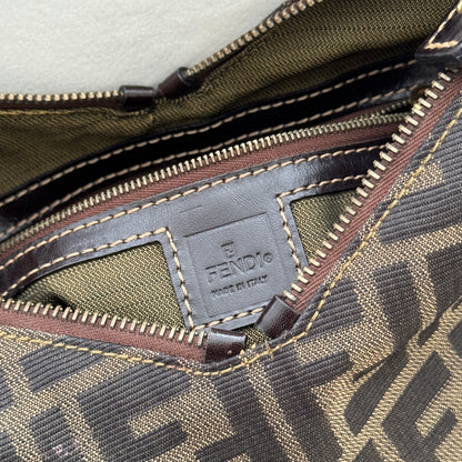 Fendi Zucca Monogram Double Zipper Hobo