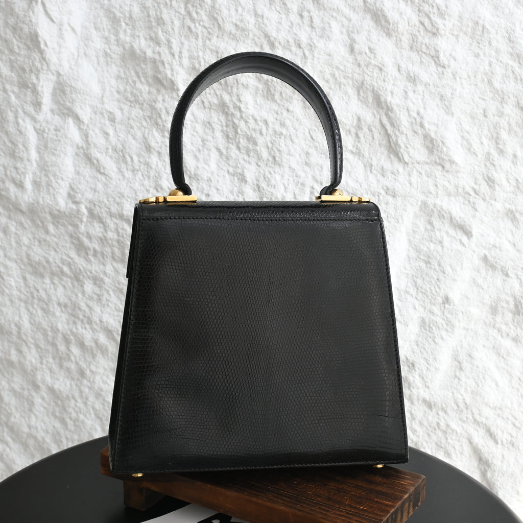 Salvatore Ferragamo Gancini Kelly Small in Embossed Lizard Leather - Leluxe Vintage Sdn. Bhd.
