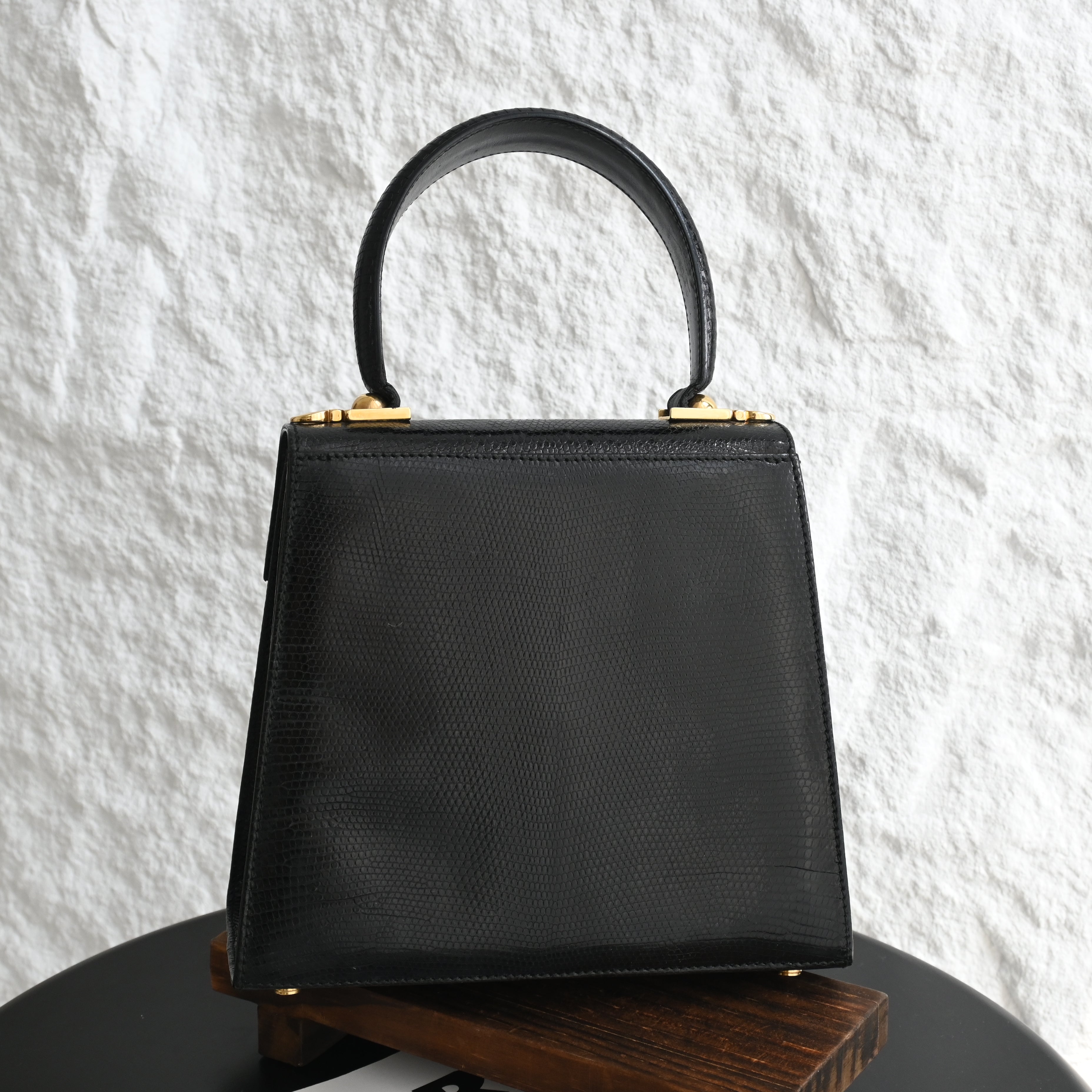 Salvatore Ferragamo Gancini Kelly Small in Embossed Lizard Leather - Leluxe Vintage Sdn. Bhd.