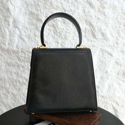 Salvatore Ferragamo Gancini Kelly Small in Embossed Lizard Leather