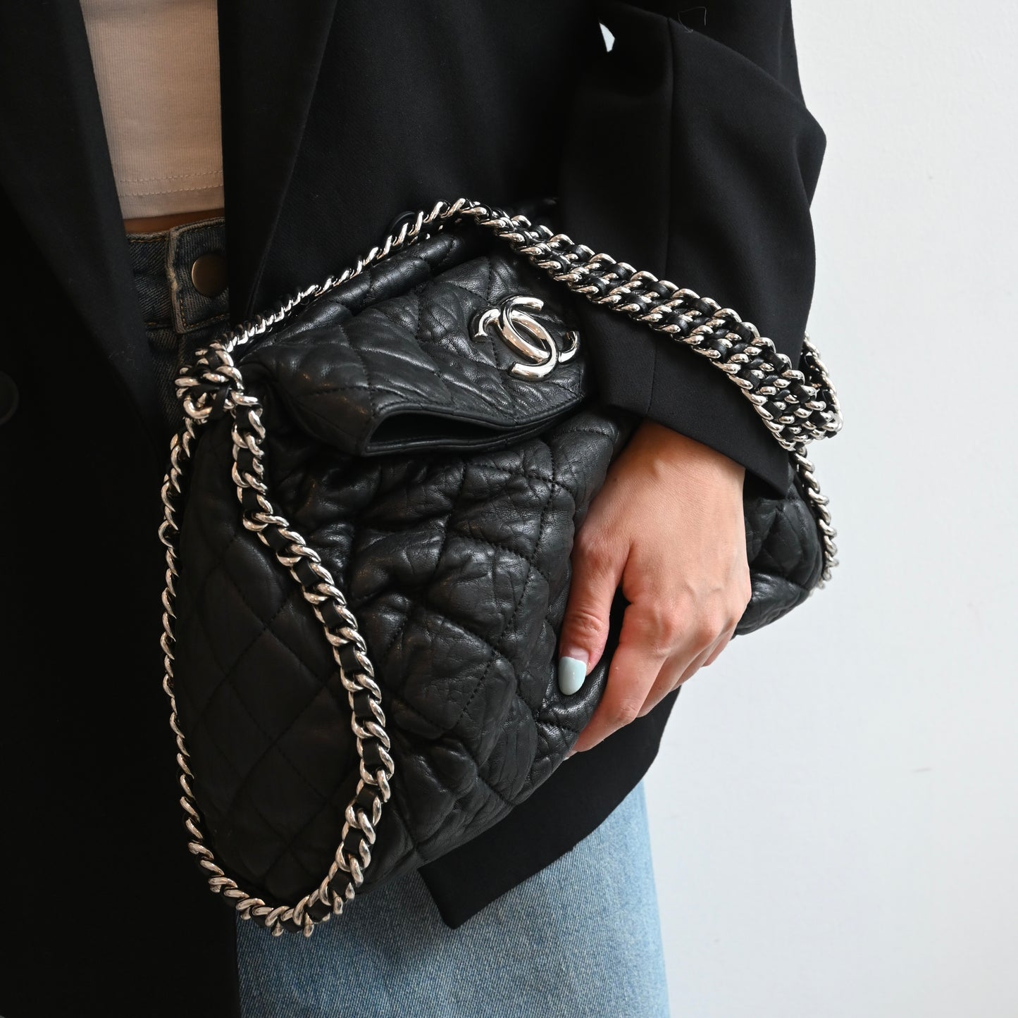 Chanel Chain Around Aged Calfksin Hobo SHW