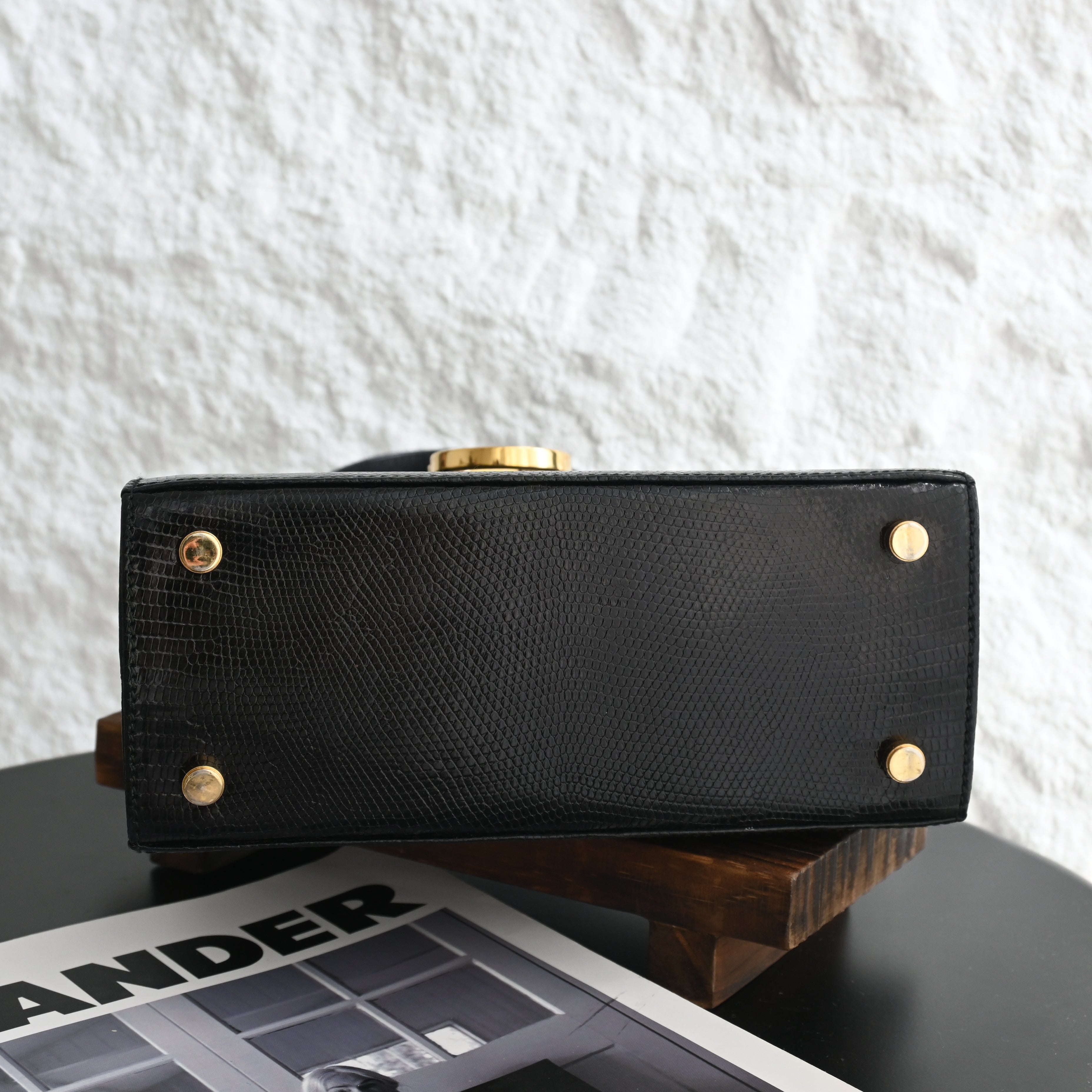 Salvatore Ferragamo Gancini Kelly Small in Embossed Lizard Leather - Leluxe Vintage Sdn. Bhd.