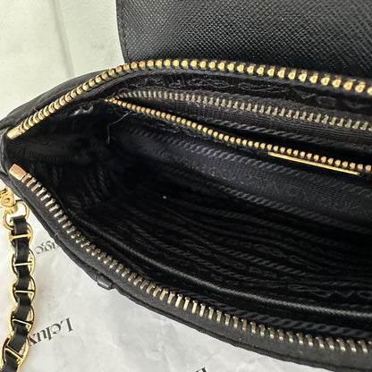 Prada Tessuto Saffiano Nylon Leather Black Chain