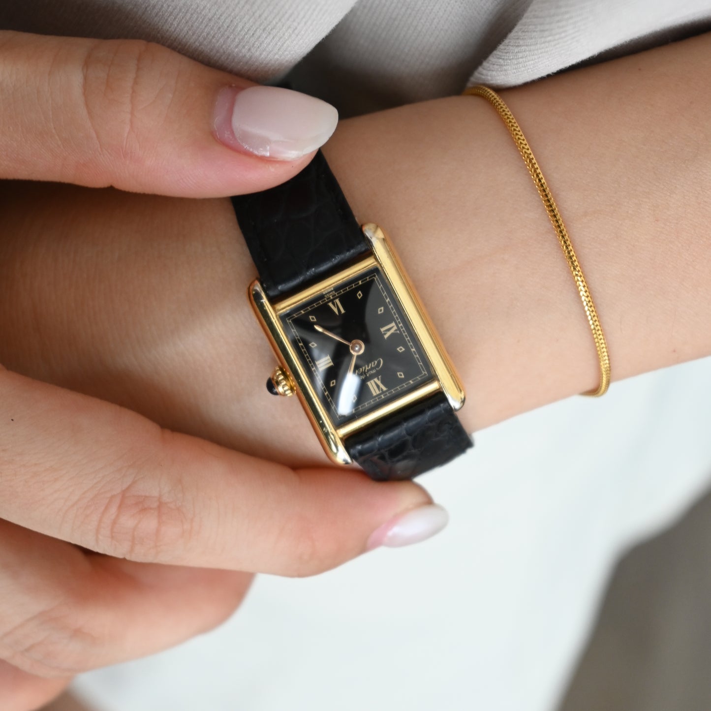 Cartier Must de Tank SM Black Roman Dial