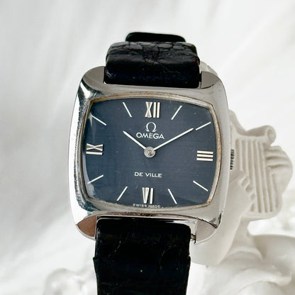 Omega Navy Dial with Silver Case