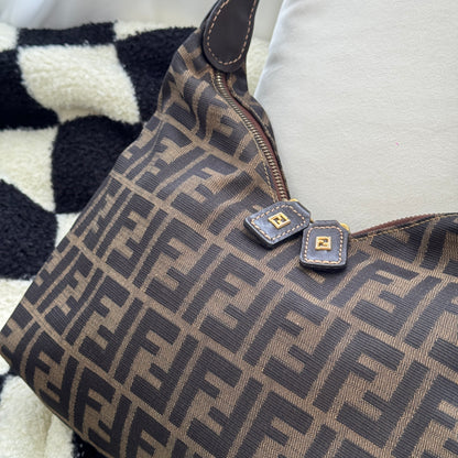 Fendi Zucca Monogram Double Zipper Hobo