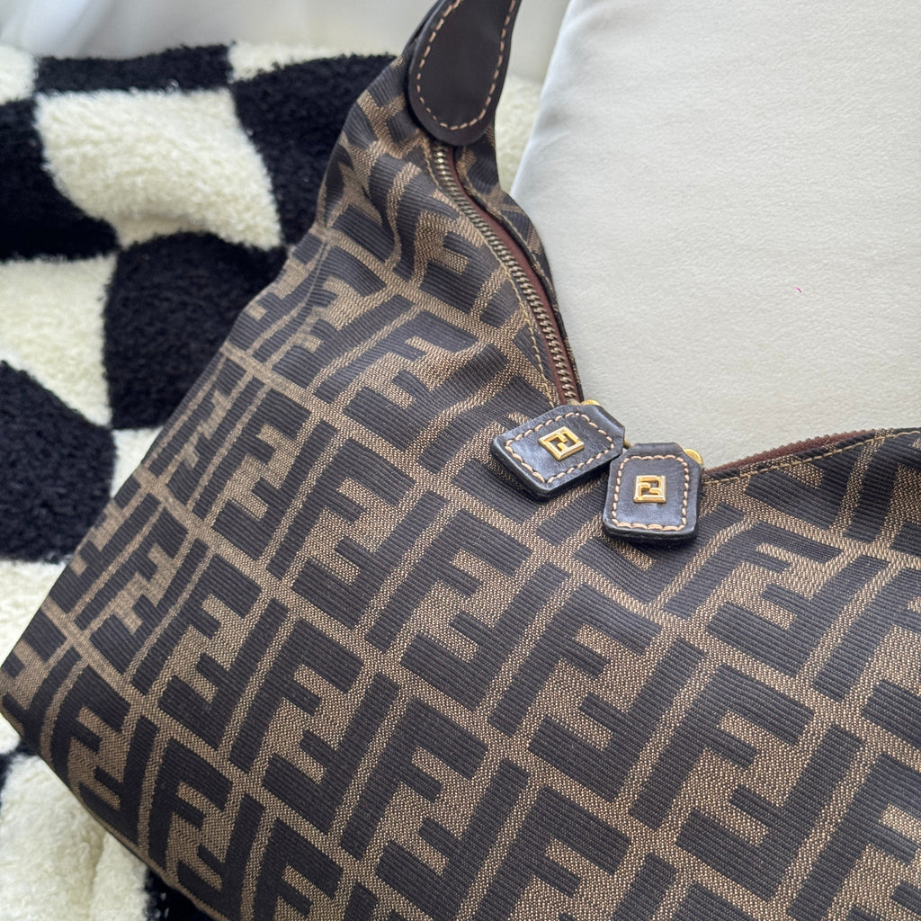 Fendi Zucca Monogram Double Zipper Hobo - Leluxe Vintage Sdn. Bhd.